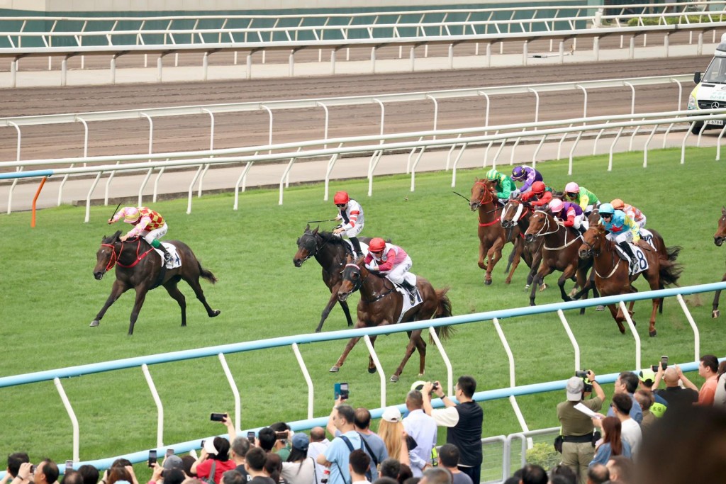 Ever Luck zips along the outside rail. Sing Tao 