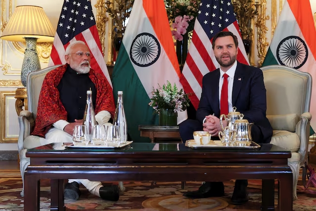 U.S. Vice President JD Vance attends a bilateral meeting with Indian Prime Minister Narendra Modi at the residence of the U.S. Ambassador in Paris, France, February 11, 2025. (Reuters)