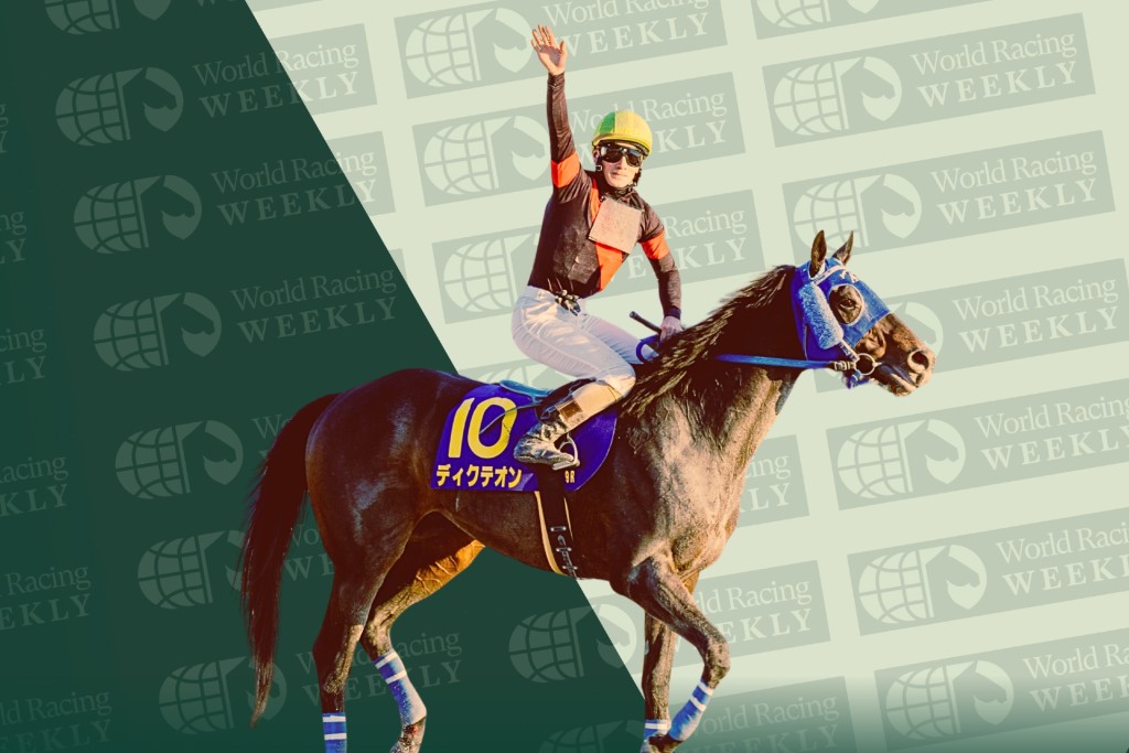 Takayuki Yano salutes the crowd after winning the G1 Tokyo Daishoten on Diktaean at Oi Racecourse. @hamanasu00