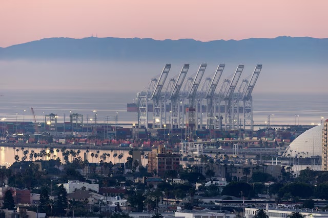 Pacific Container Terminal is shown in Long Beach, as seen from Signal Hill, California, U.S., January 14, 2026. REUTERS/Mike Blake