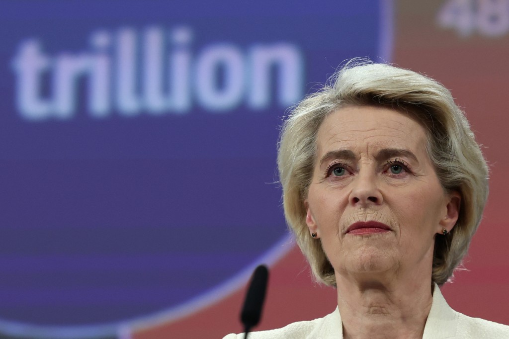 European Commission President Ursula von der Leyen speaks during a press conference on a proposal for the EU's next seven-year budget, in Brussels, Belgium July 16, 2025. (Reuters)