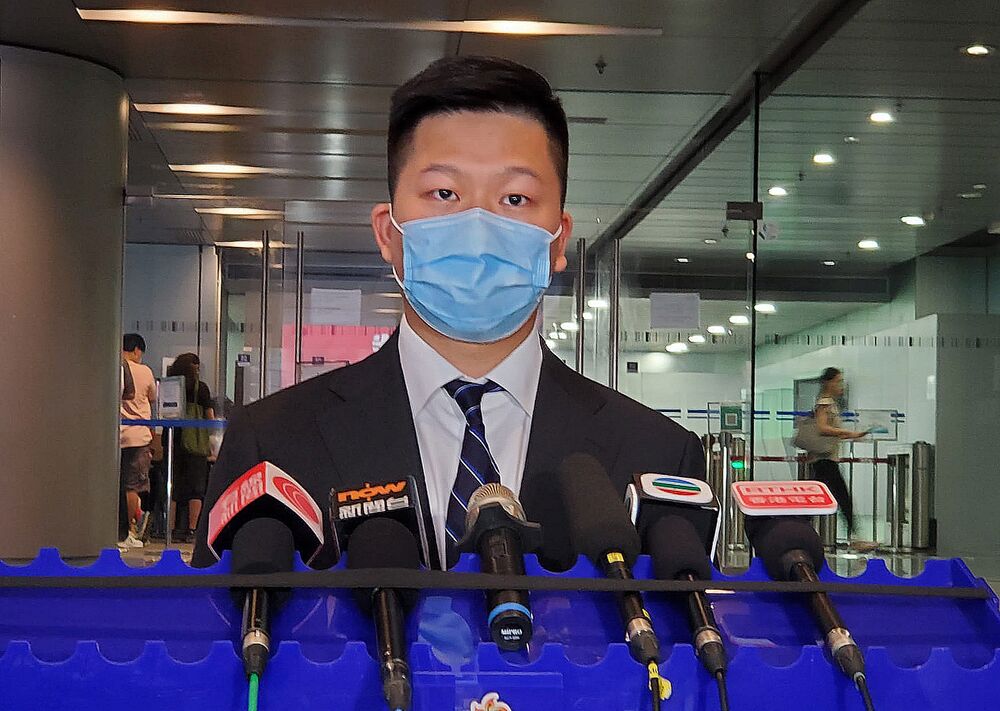 Inspector Thomas Lo from Wan Chai district crime squad speaks to reporters on Thursday, June 16, 2022. Inspector Thomas Lo from Wan Chai district crime squad speaks to reporters on Thursday, June 16, 2022.