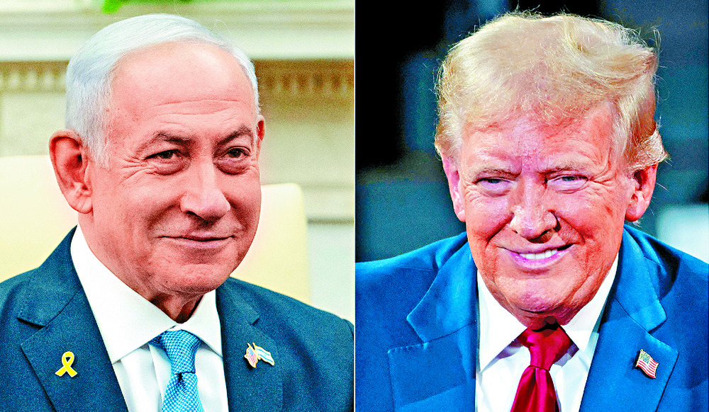 Benjamin Netanyahu, left, is expected to meet Donald Trump today. AFP Benjamin Netanyahu, left, is expected to meet Donald Trump today. AFP