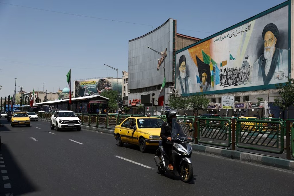 A mural depicting the late leader of the Islamic Revolution, Ayatollah Ruhollah Khomeini, and the late Iran's Supreme Leader Ayatollah Ali Khamenei, in Tehran, Iran, May 12, 2026. Majid Asgaripour/WANA (West Asia News Agency) via REUTERS