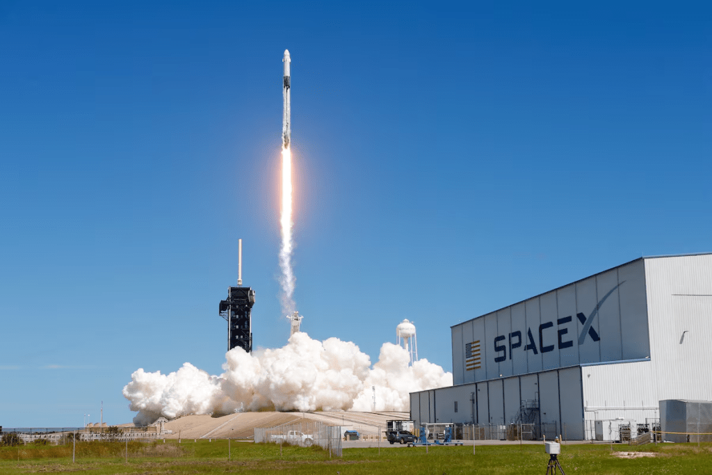 A SpaceX Falcon 9 rocket with the Dragon capsule launches from Pad-39A on the Crew 5 mission carrying crew members commander Nicole Mann, pilot Josh Cassada, Roscosmos cosmonaut Anna Kikina and Mission Specialist Koichi Wakata from the Japan Aerospace Exploration Agency (JAXA) to the International Space Station from NASA's Kennedy Space Center in Cape Canaveral, Florida, U.S. October 5, 2022. REUTERS/Joe Skippe