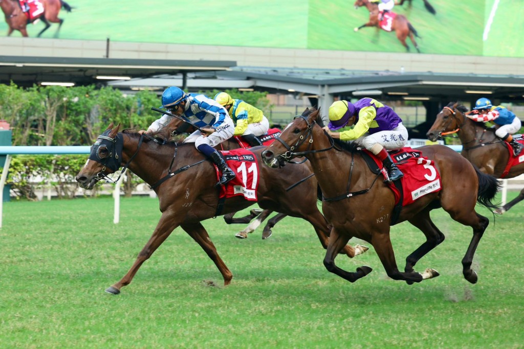 Storm Rider's victory gave jockey Karis Teetan his 300th race success at Happy Valley. SING TAO