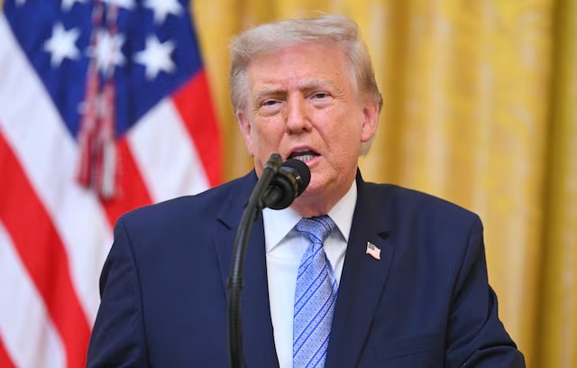 U.S. President Donald Trump speaks about election security during an address to the nation from the East Room of the White House in Washington, D.C., U.S., July 16, 2026. SAUL LOEB/Pool via REUTERS 
