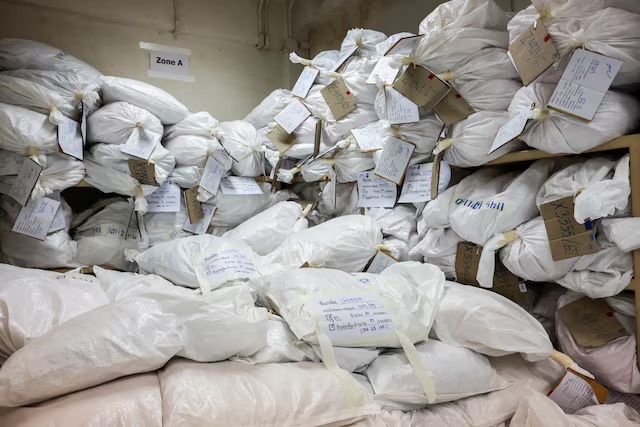 Confiscated narcotic drugs are stored inside a narcotics storage room as Thai authorities prepare to burn them at an industrial incinerator outside Bangkok, at the Office of the Narcotics Control Board (ONCB), in Bangkok, Thailand February 4, 2025. REUTERS/Chalinee Thirasupa/File Photo 