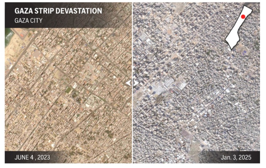 As much as 70 percent of buildings in North Gaza and 74 percent in Gaza City are likely damaged or destroyed. (AP) As much as 70 percent of buildings in North Gaza and 74 percent in Gaza City are likely damaged or destroyed. (AP)