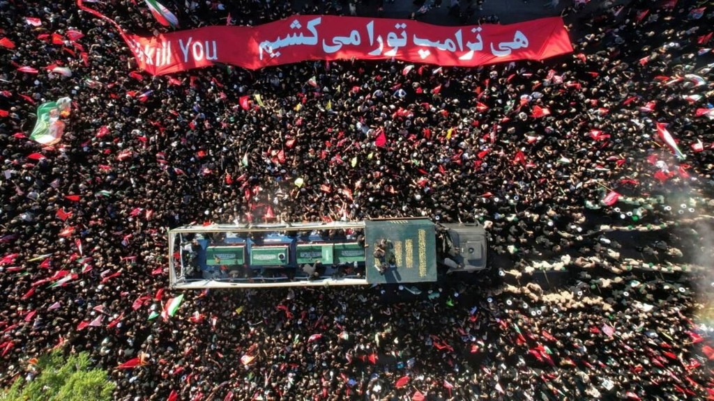 Vehicle transports the coffin of Iran's late Supreme Leader Ayatollah Ali Khamenei. Reuters
