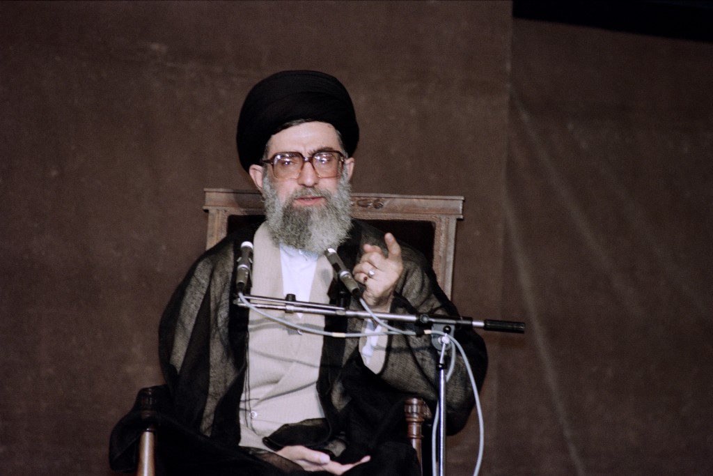 Outgoing President of the Islamic Republic of Iran Ali Khamenei delivers a speech on August 3, 1989 in Tehran, the day of the election of Ali Akbar Hachemi Rafsanjani as President of the Islamic Republic of Iran. (AFP)