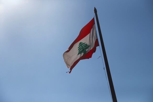 Lebanese national flag flutters in Beirut, Lebanon, August 18, 2020. REUTERS/Hannah McKay