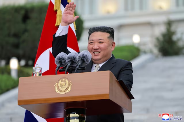 North Korean leader Kim Jong Un delivers a speech during a visit to Kim Il Sung University to mark the 80th anniversary of its founding, in Pyongyang, North Korea, September 30, 2026, in this photo released by North Korea's official Korean Central News Agency. KCNA via REUTERS