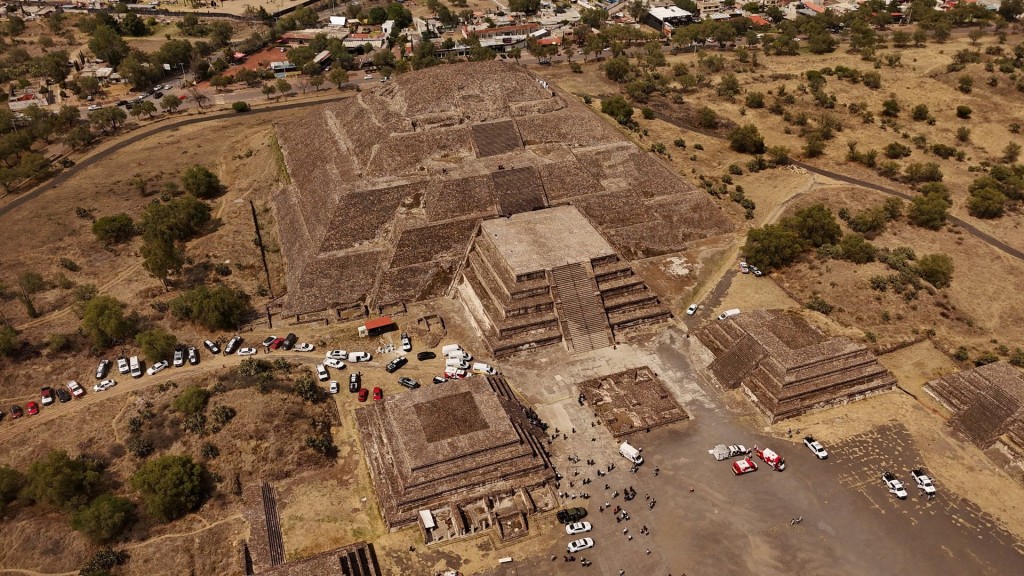 A drone view shows Mexican authorities working at the scene. Reuters