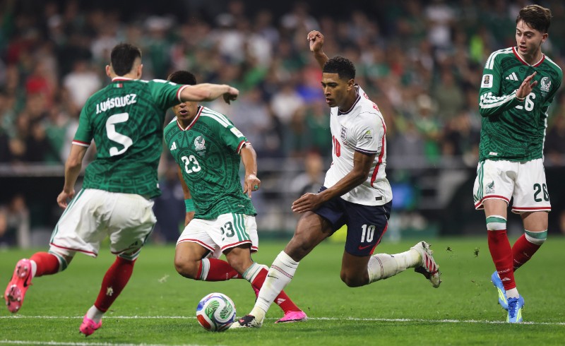 England’s Jude Bellingham scored twice against Mexico at the Estadio Azteca. AFP