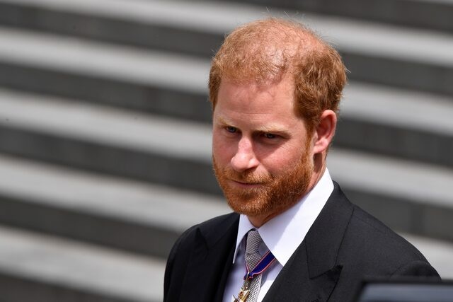 Britain's Prince Harry leaves after attending the National Service of Thanksgiving at St Paul's Cathedral during the Queen's Platinum Jubilee celebrations in London, Britain, June 3, 2022. REUTERS/Toby Melville/Pool 