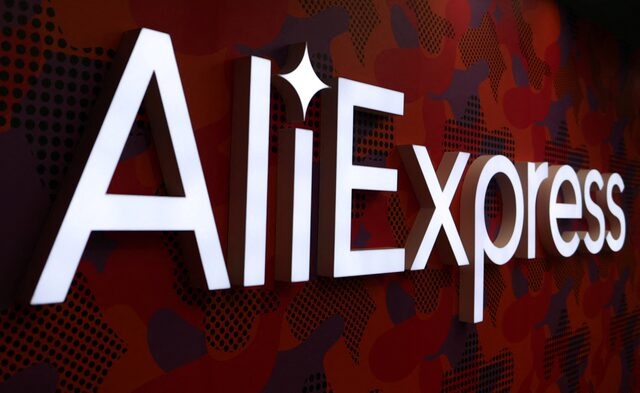 The logo of AliExpress is seen inside the company's office in Moscow, Russia July 9, 2020. Picture taken July 9, 2020. REUTERS/Evgenia Novozhenina/File Photo 