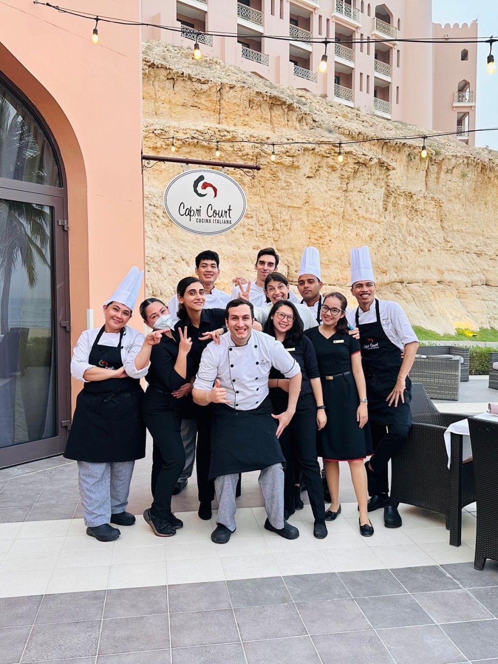 Ahmadpour (middle) worked in Capri Court restaurant at Shangri-La Oman.