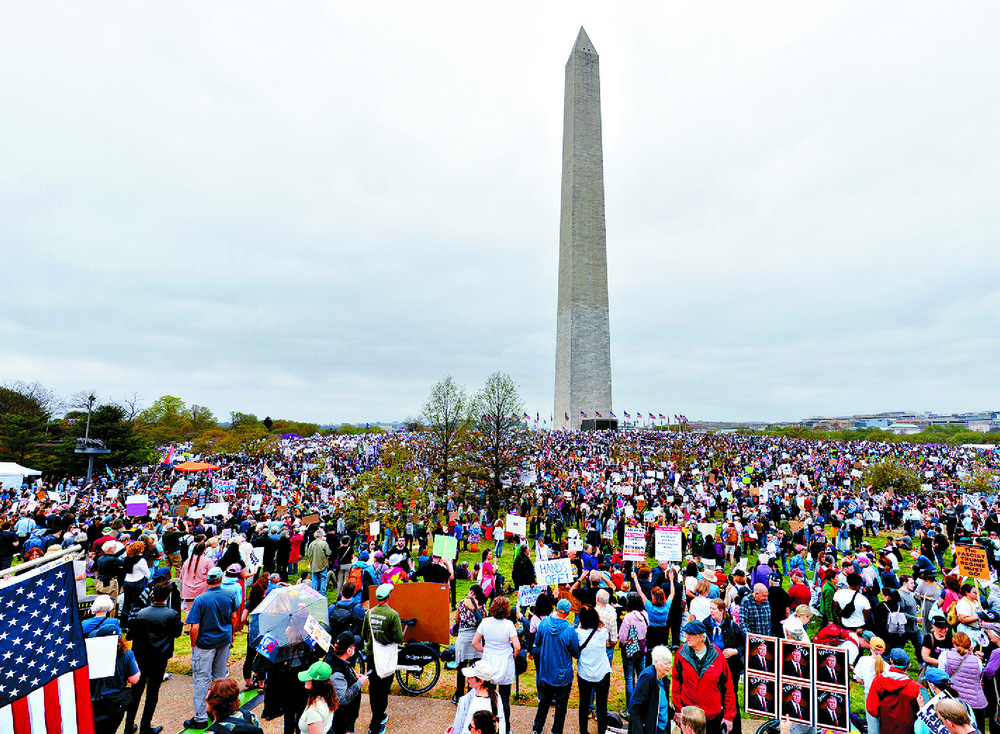 Protests against Donald Trump and Elon Musk extended across all 50 states. AP Protests against Donald Trump and Elon Musk extended across all 50 states. AP