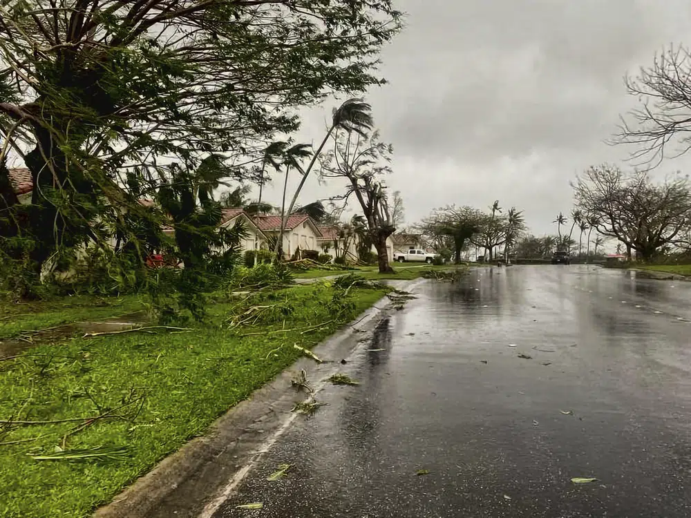 The powerful typhoon smashed the U.S. territory of Guam and continued lashing the Pacific island with high winds and heavy rain Thursday, knocking down trees, walls and power lines and creating a powerful storm surge that threatened to wash out low-lying areas. (AP) The powerful typhoon smashed the U.S. territory of Guam and continued lashing the Pacific island with high winds and heavy rain Thursday, knocking down trees, walls and power lines and creating a powerful storm surge that threatened to wash out low-lying areas. (AP)