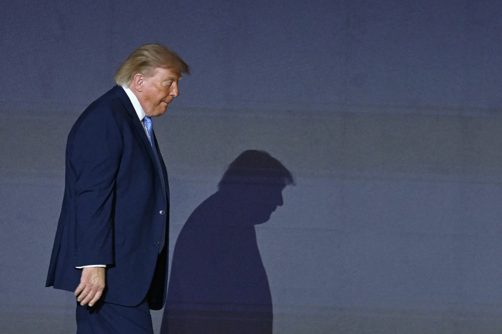 US President Donald Trump arrives to speak during an event to unveil the new America.gov website, at the Andrew W. Mellon Auditorium in Washington, DC, on September 29, 2026. (Photo by Jim WATSON / AFP)