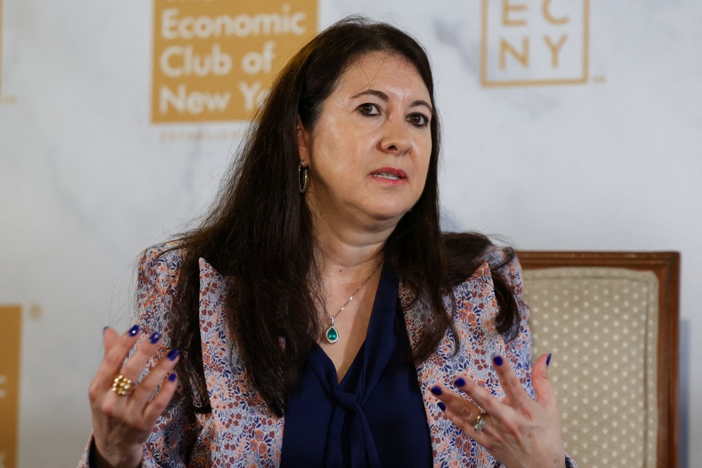 Adriana Kugler, member of the Board of Governors of the Federal Reserve, speaks to The Economic Club of New York in New York City, U.S., June 5, 2025. REUTERS/Kylie Cooper