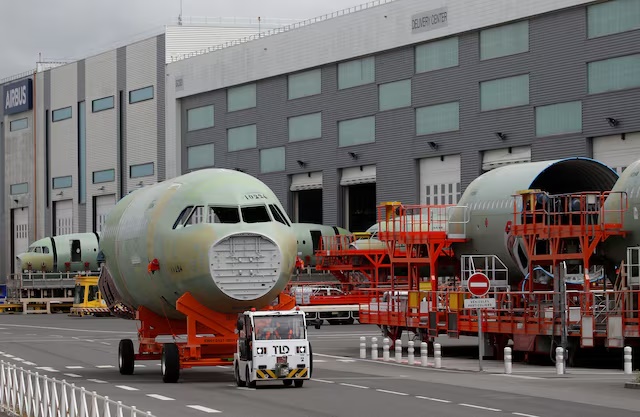 A fuselage section of an Airbus A320-family aircraft is transported at the Airbus facility in Montoir-de-Bretagne near Saint-Nazaire, France, July 1, 2020. REUTERS/Stephane Mahe