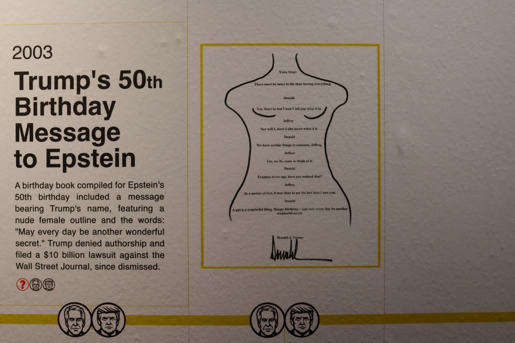 The Institute for Primary Facts, a non-profit organization, opens a library archive of 3.5 million pages of the Epstein files that have been made available to the public at the Donald J. Trump and Jeffrey Epstein Memorial Reading Room in Tribeca on May 8, 2026 in New York City. People will be able to view the files from May 8 to 21, but access will be by appointment only. Edna Leshowitz/Getty Images/AFP