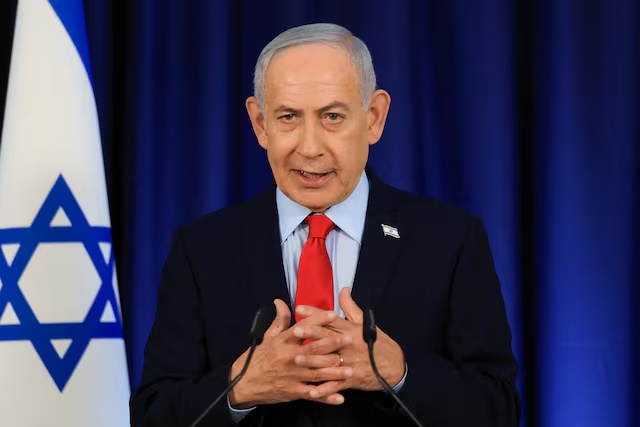 Israeli Prime Minister Benjamin Netanyahu speaks during a press conference, amid the U.S.-Israel conflict with Iran, in Jerusalem, March 19, 2026. REUTERS/Ronen Zvulun/Pool/File Photo