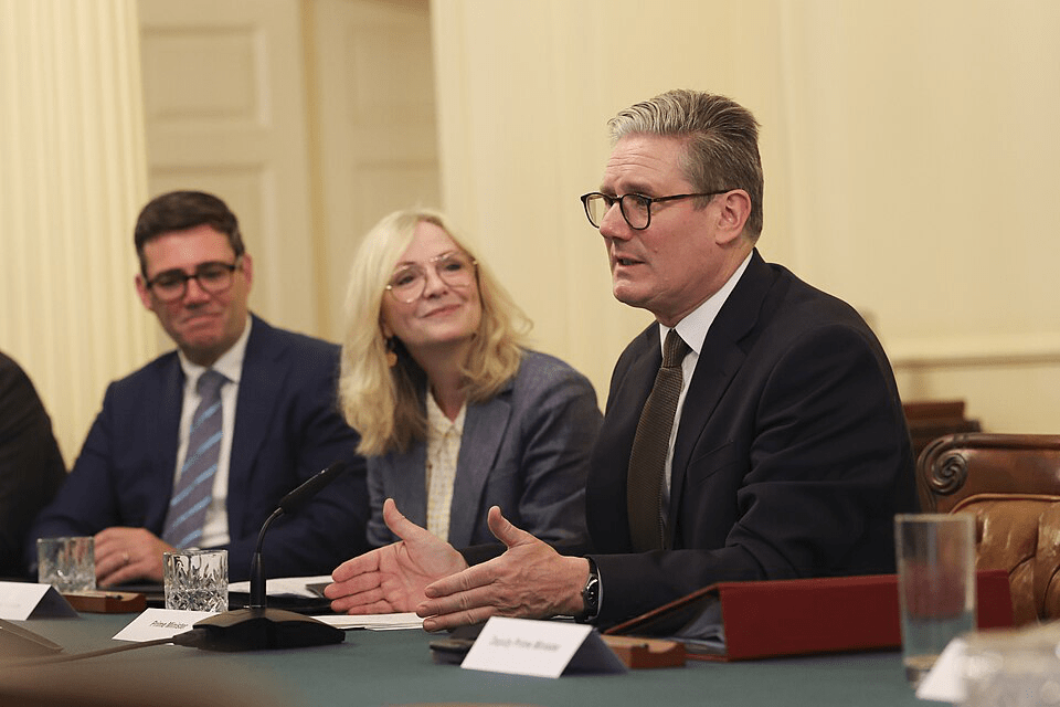 Andy Burnham (left) with Prime Minister Keir Starmer (right) at 10 Downing Street, 9 July 2024. Photo: Simon Dawson / No 10 Downing Street (Open Government Licence v3.0).