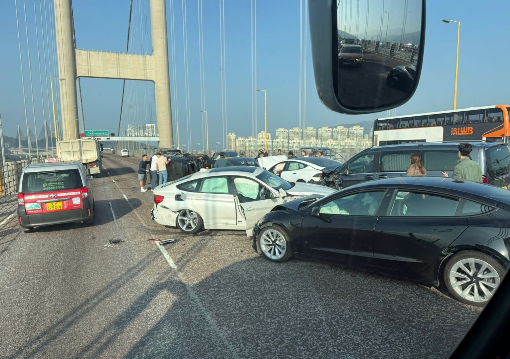 Multi-vehicle crash on Tsing Ma Bridge injures 10, vehicle overturns and  traps two
