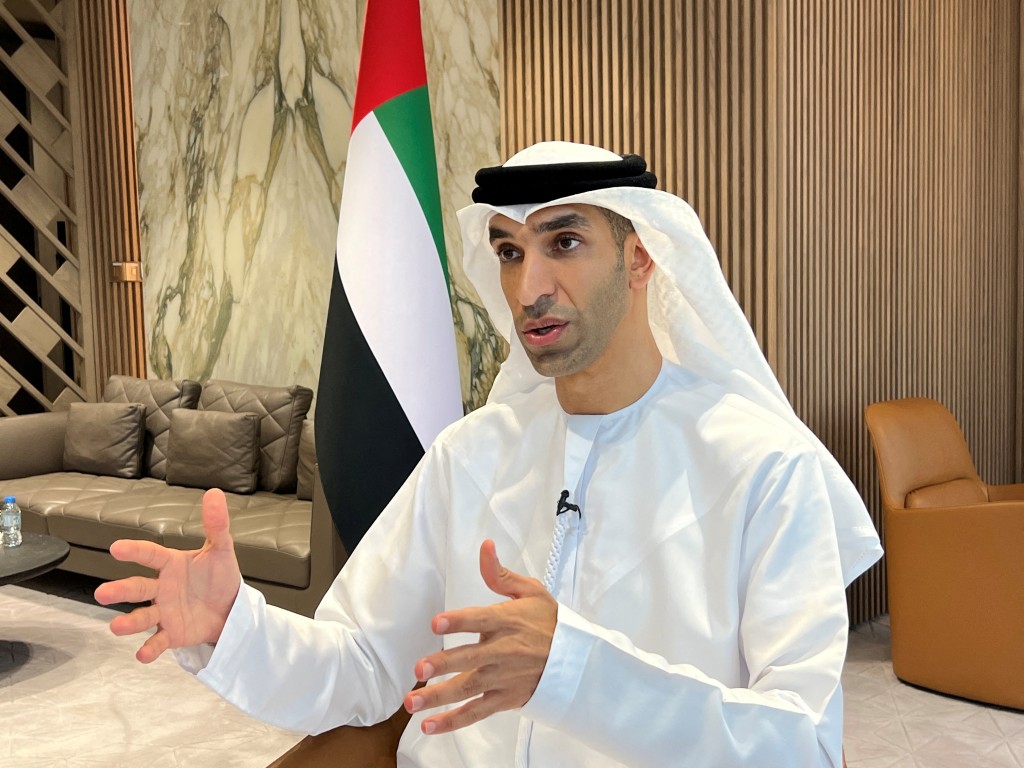 United Arab Emirates Minister of State for Foreign Trade Thani Al Zeyoudi gestures during an interview with Reuters in Dubai, United Arab Emirates, June 30, 2022. REUTERS