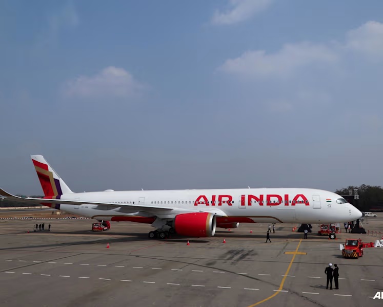 An Air India Airbus A350 aeroplane is displayed at Wings India 2024 aviation at Begumpet airport, Hyderabad, India, on Jan 18, 2024. (Photo: REUTERS/Almaas Masood)