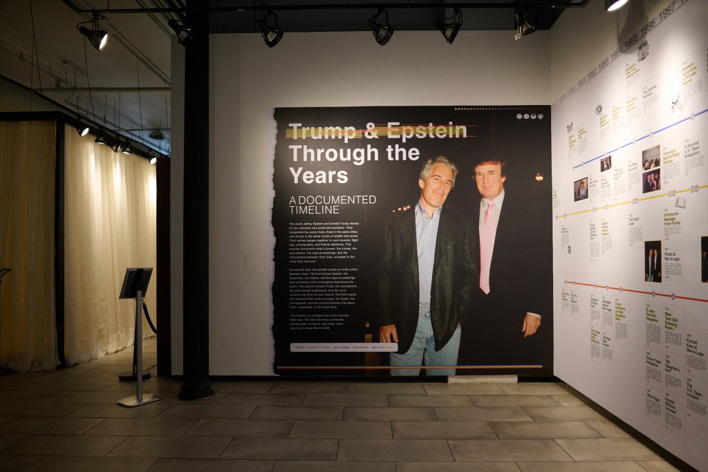 The Institute for Primary Facts, a non-profit organization, opens a library archive of 3.5 million pages of the Epstein files that have been made available to the public at the Donald J. Trump and Jeffrey Epstein Memorial Reading Room in Tribeca on May 8, 2026 in New York City. People will be able to view the files from May 8 to 21, but access will be by appointment only. Edna Leshowitz/Getty Images/AFP