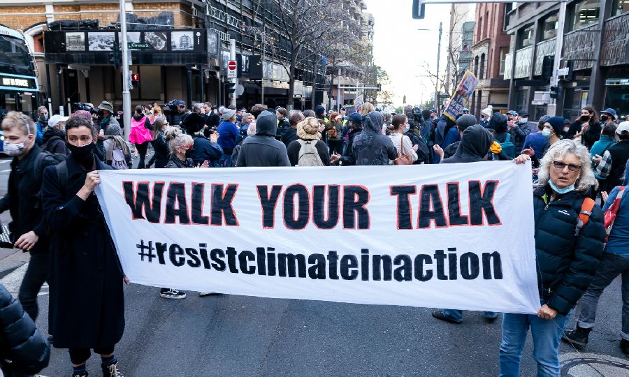 Members of Blockade Australia marching in streets of Sydney. (Facebook @BlockadeAustralia) Members of Blockade Australia marching in streets of Sydney. (Facebook @BlockadeAustralia)
