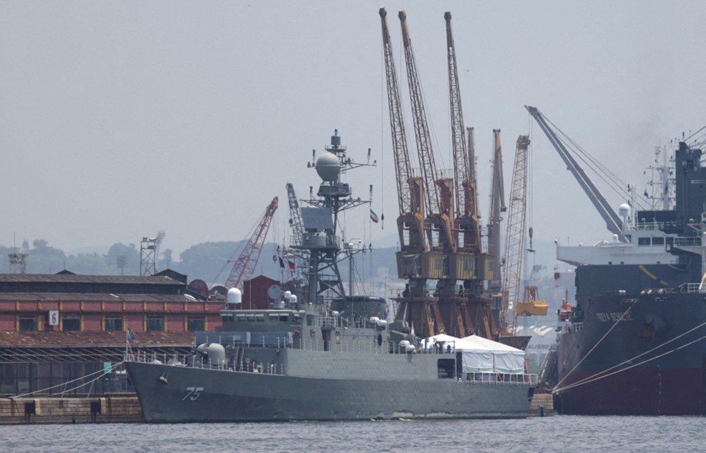 Iranian military ship Iris Dena is pictured berthed in Rio de Janeiro's port, Brazil, February 28, 2023. (Reuters)