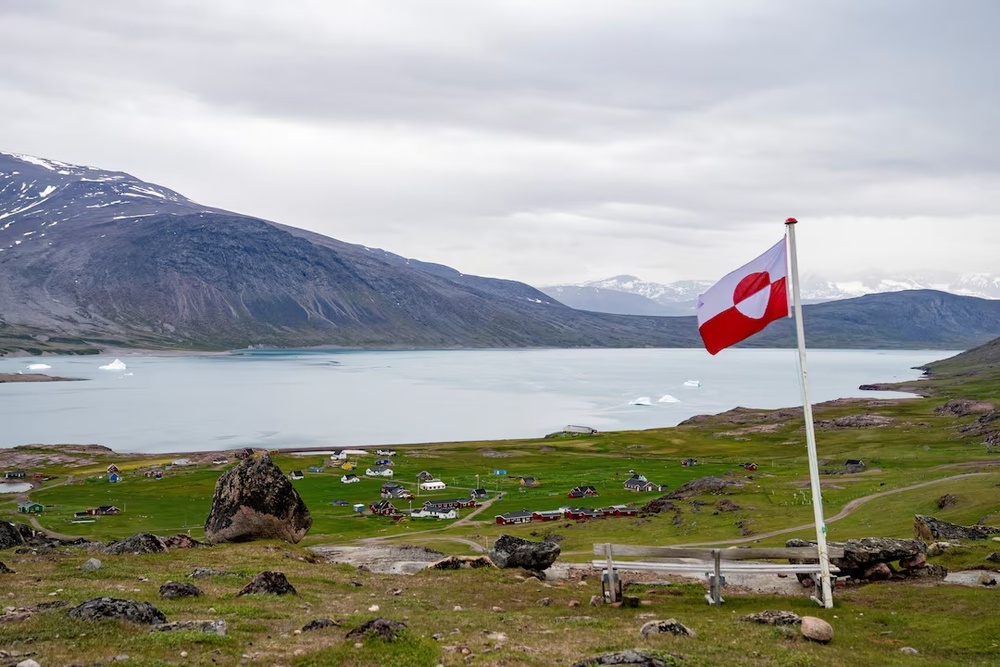 Greenland's flag flies in Igaliku settlement, Greenland, July 5, 2024. Ritzau Scanpix/Ida Marie Odgaard via REUTERS/File Photo Greenland's flag flies in Igaliku settlement, Greenland, July 5, 2024. Ritzau Scanpix/Ida Marie Odgaard via REUTERS/File Photo