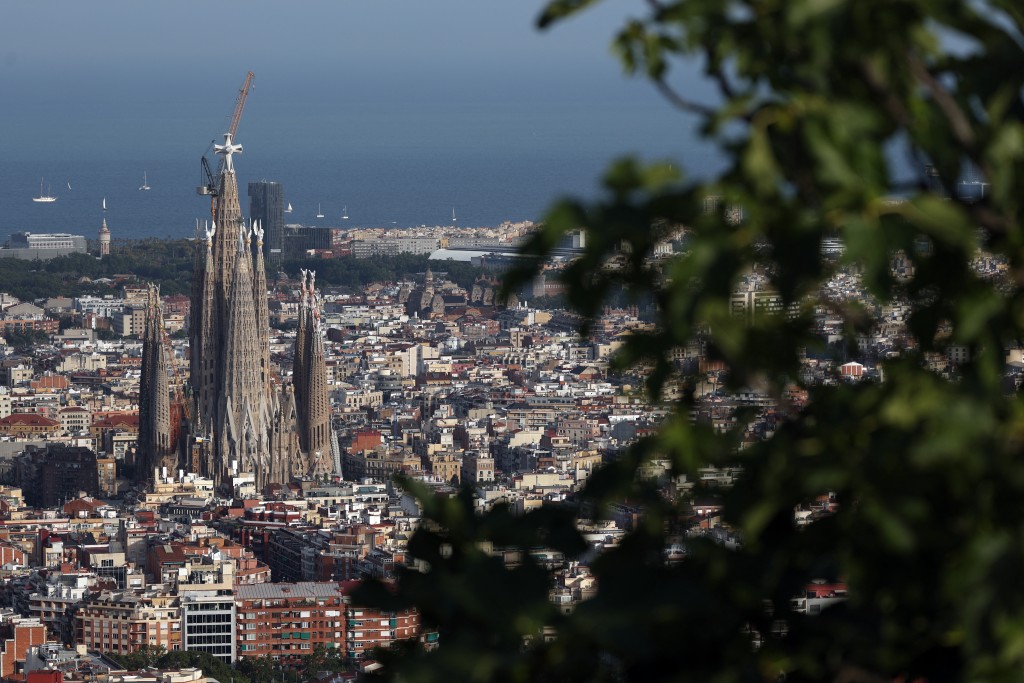 Photo by LLUIS GENE / AFP  A general view of Spanish architect Antoni Gaudi's Sagrada Familia Basilica is seen on June 6, 2026 in Barcelona, ahead of Pope Leo XIV's visit to the town.