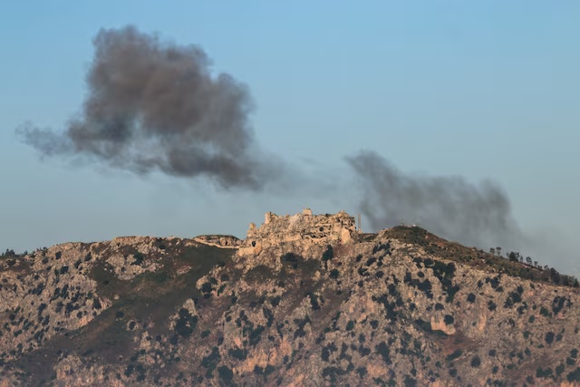 Smoke rises near Beaufort Castle which was captured by Israeli forces, as seen from Marjayoun, southern Lebanon, June 3, 2026. REUTERS/Stringer/File Photo