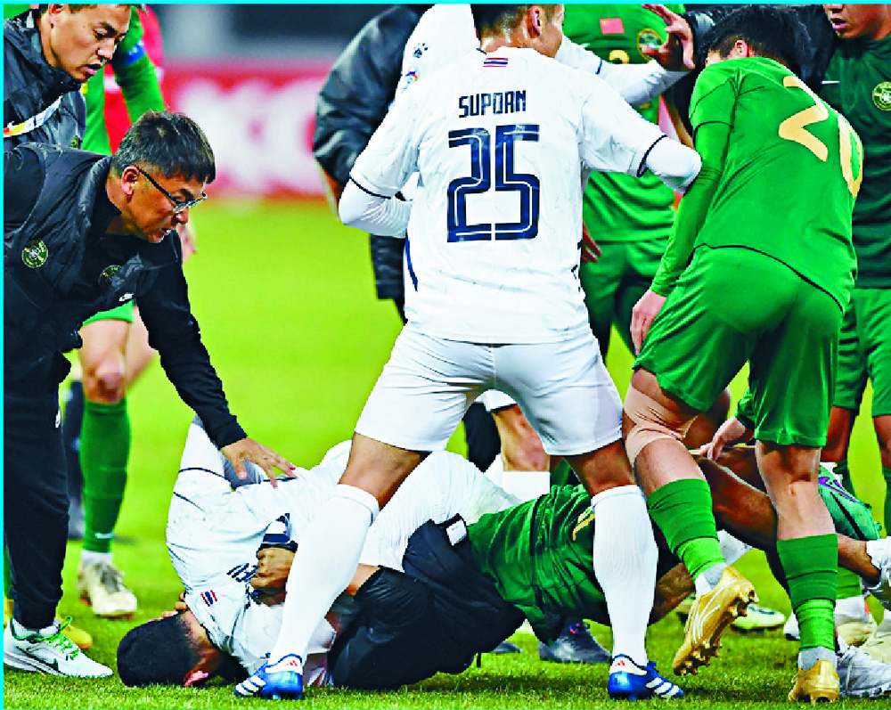 The match between Zhejiang and Buriram United descended into violence at full-time. AFP The match between Zhejiang and Buriram United descended into violence at full-time. AFP