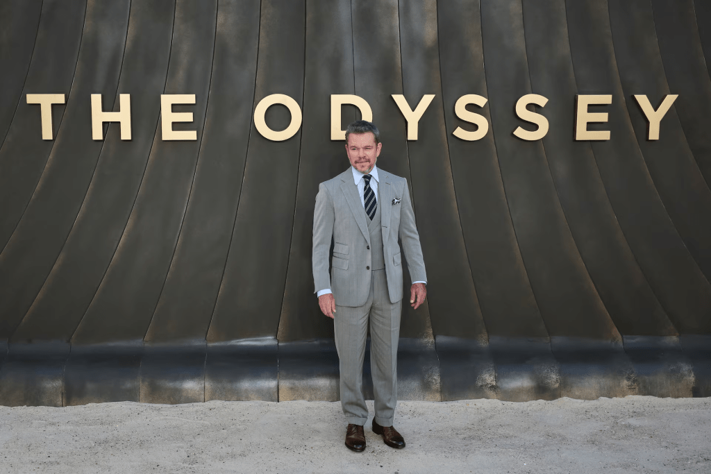 Cast member Matt Damon attends the "The Odyssey" world premiere in London, Britain, July 6, 2026. REUTERS/Isabel Infantes 