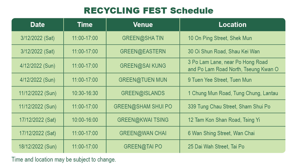 RECYCLING FEST Schedule