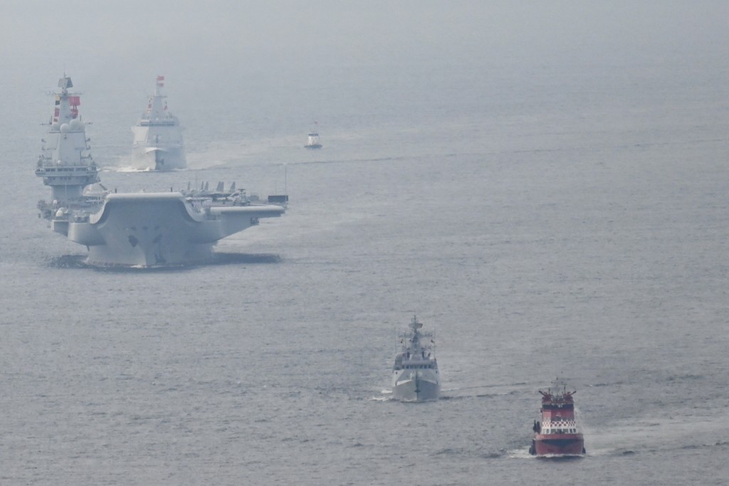 China's first domestically built aircraft carrier Shandong sails into Hong Kong waters on July 3, 2025. (AFP)