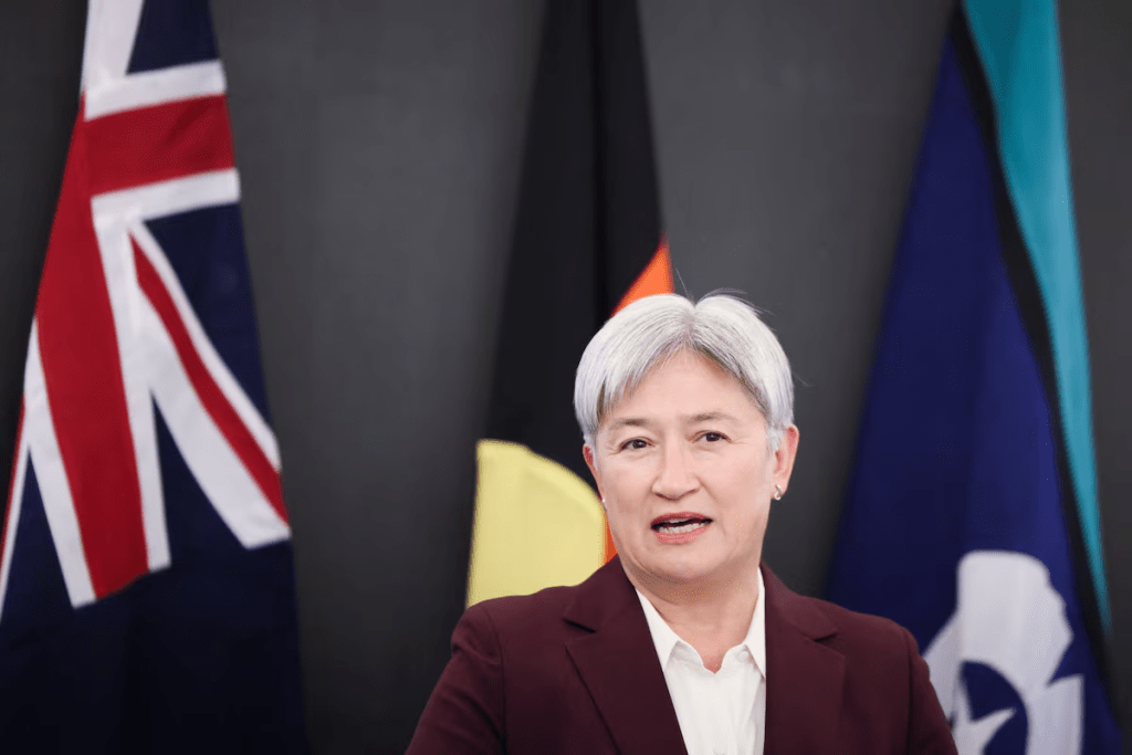 Australia's Foreign Minister Penny Wong speaks during a press conference, in Beijing, China, April 29, 2026. REUTERS/Maxim Shemetov