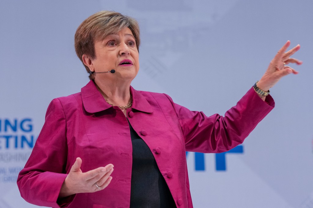 Kristalina Georgieva delivers a speech ahead of the IMF/World Bank's spring meetings in U.S., April 9, 2026. Reuters.