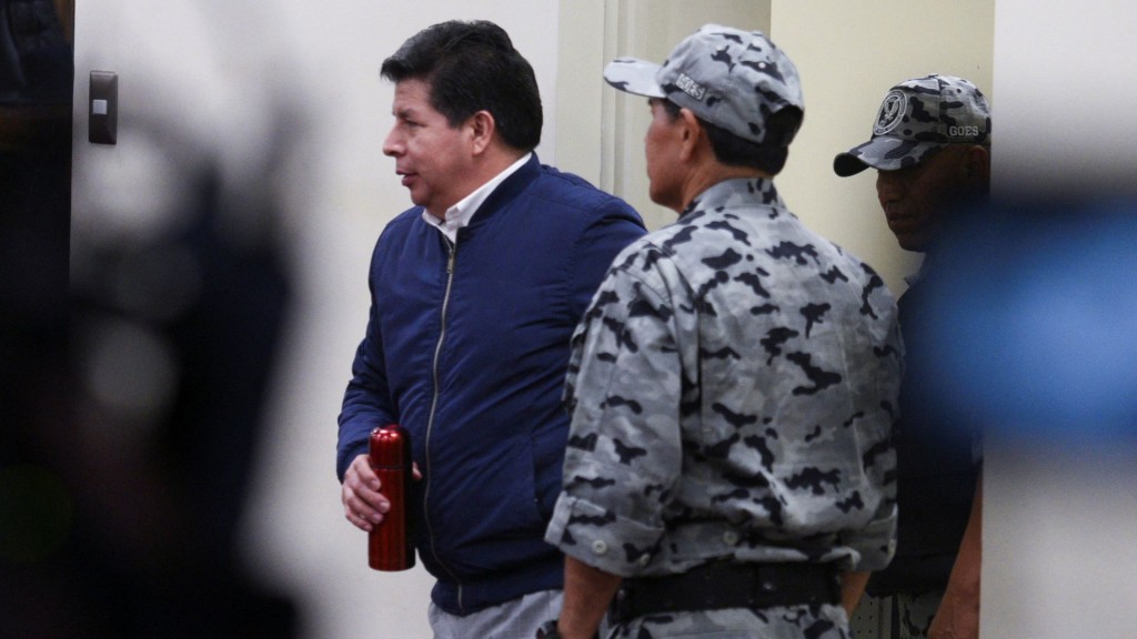 Peru’s former leftist President Pedro Castillo arrives at a court hearing. Reuters