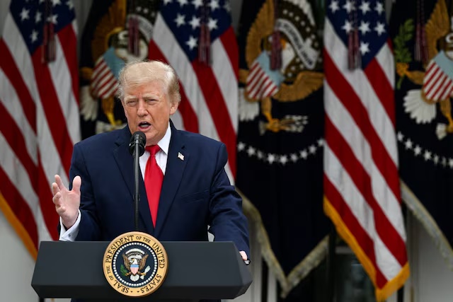 US President Donald Trump speaks as he hosts a Rose Garden lunch at the White House in Washington, DC, US, October 15, 2026. REUTERS/Annabelle Gordon
