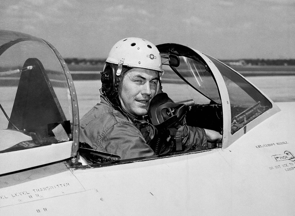 In this 1948 file photo, test pilot Charles E. Yeager, 25, poses for a picture in a jet's cockpit. Yeager was first to fly faster than the speed of sound. Another Yeager feat, flying a jet under a Charleston, West Virginia, bridge in 1948, was not reported by the local media. In this 1948 file photo, test pilot Charles E. Yeager, 25, poses for a picture in a jet's cockpit. Yeager was first to fly faster than the speed of sound. Another Yeager feat, flying a jet under a Charleston, West Virginia, bridge in 1948, was not reported by the local media.