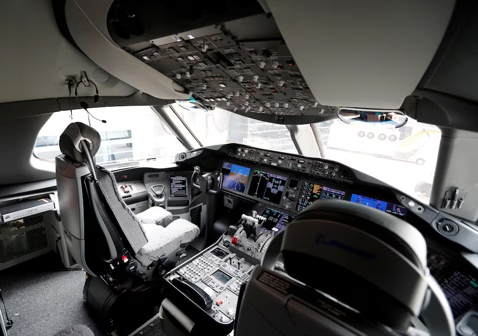The cockpit of a Singapore Airlines' Boeing 787-10 Dreamliner is pictured after a delivery ceremony at the Boeing South Carolina plant in North Charleston, South Carolina, U.S., March 26, 2018. REUTERS/Randall Hill/File Photo