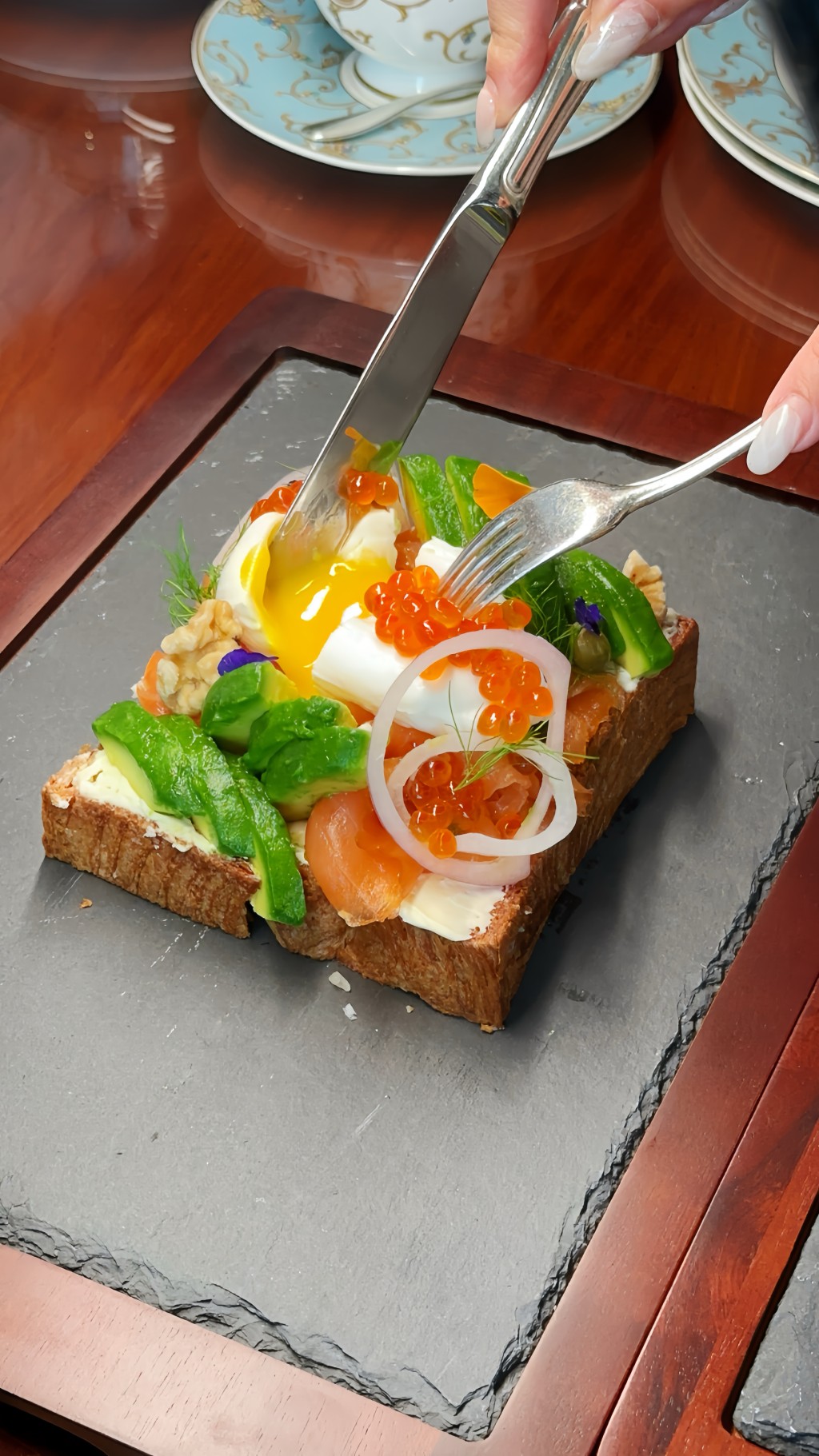 Smoked salmon and avocado toast. (HK$168)